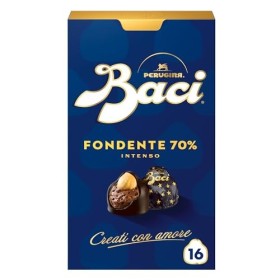 Baci Perugina Fondentissimo 70 % Cioccolatini al Cioccolato Fondente Extra Ripieni al Gianduia e Nocciola Intera, 200 g