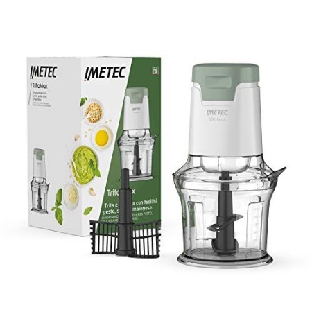 Imetec TritaMax, Tritatutto, 4 Lame in Acciaio Inox, Capiente Contenitore 600 ml, Accessorio Frusta per Salse e Panna Montata, 2