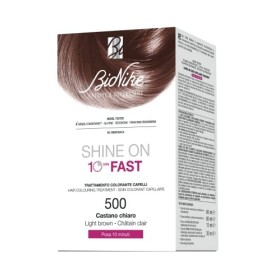 BioNike Shine On Fast Trattamento Colorante Capelli (Tono Castano Chiaro 500) - 1 flacone x 60 ml. + 1 tubo x 60 ml. (Totale 120