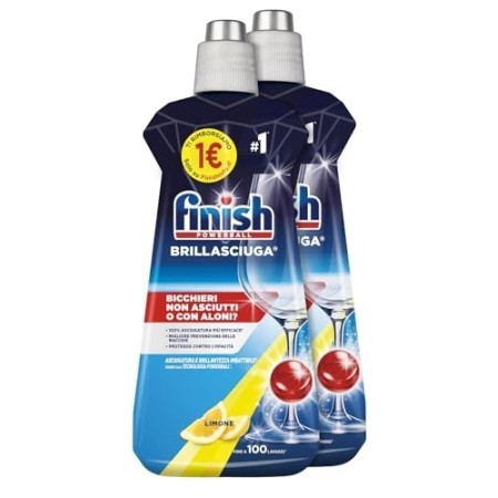 Finish Brillantante Additivo Lavastoviglie, Lemon, 2 x 500 ml