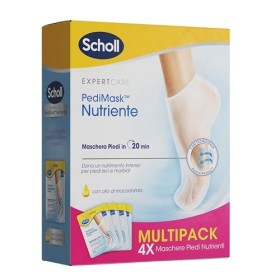 Scholl Pedimask Maschera Piedi Nutriente con Olio di Macadamia, 4 Paia di Calzini Idratanti, Tempo di azione: 20 minuti