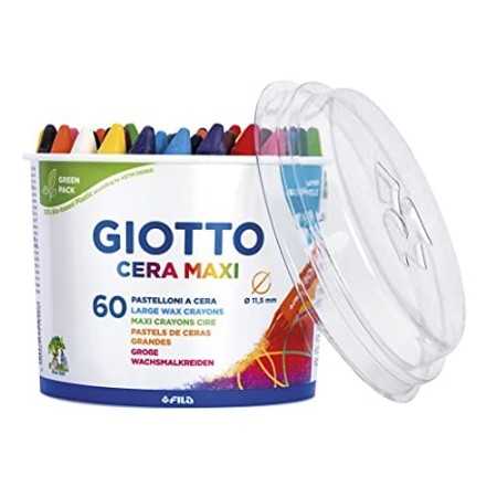 Giotto 519200 Barattolo Pastelli Formato Gigante per Pastelli a Cera, 11,5 mm, Confezione da 60
