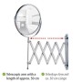 Wenko 15165100 Specchio Cosmetico da Parete Telescopico Exclusiv, Acciaio, Materiale Plastico, 19 x 38,5 x 50 cm, Cromo