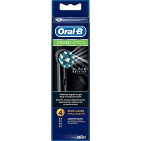 Oral-B Crossaction Testine di Ricambio per Spazzolino Elettrico Ricaricabile Nere in Confezione da 4, Testine Rotonde dal Design