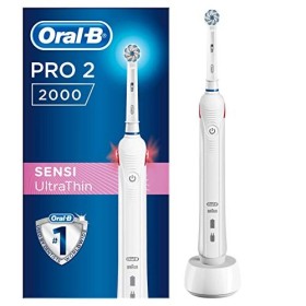 Oral-B Pro 2 2000 Spazzolino Elettrico Ricaricabile, Manico Bianco, 1 Testina Sensi UltraThin