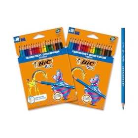 BIC Kids Evolution ECOlutions Matite per Colorare, Colori Assortiti, 2 Pacchi da 18 Matite, Ottime per Colorare, per Bambini a C