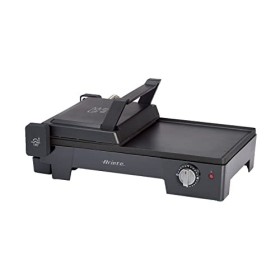 Ariete 1916 Griglia Elettrica liscia e rigata con barbecue a contatto, 2200 W, Piastre antiaderenti, Nero