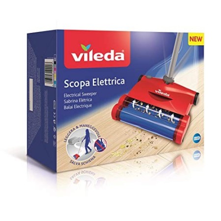 Vileda Scopa Elettrica Quick & Clean, Scopa Elettrica Senza Fili, con Vano Raccogli-Sporco, Leggera e Snodabile, Adatta a Tutti 