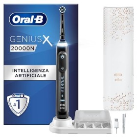 Oral-B Genius X Spazzolino Elettrico Ricaricabile, 1 Spazzolino Premium Nero con Intelligenza Artificiale, 1 Testina, 1 Custodia