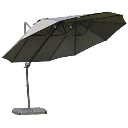 Outsunny Ombrellone da Giardino Doppio in Metallo e Poliestere Grigio Nero 