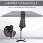 Outsunny Ombrellone da Giardino Doppio in Metallo e Poliestere Grigio Nero 