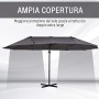 Outsunny Ombrellone da Giardino Doppio in Metallo e Poliestere Grigio Nero 