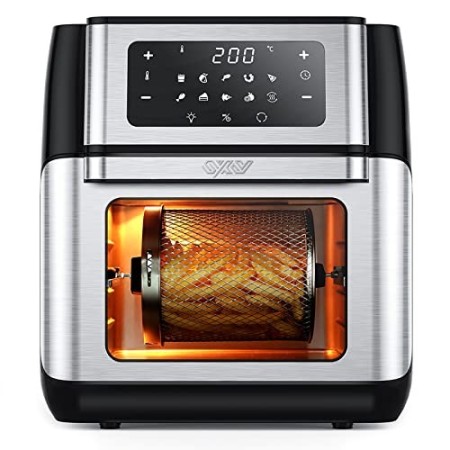 Innsky Friggitrice ad aria 10L, Forno ad aria calda 10 in 1 con Touch Screen a LED digitale, Friggere Senza Olio da 1500W, Grigl