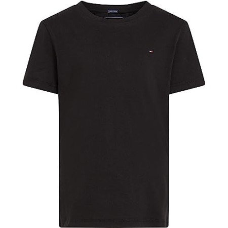 Tommy Hilfiger Boys Basic CN Knit S/s Maglietta, Nero (Meteorite 055), 128 (Taglia Produttore: 8) Bambino