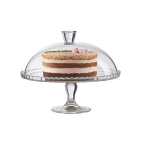 Pasabahce - Patisserie Alzatina In Vetro Con Campana, Diametro 32 Cm
