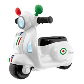 Chicco Vespa Elettrica per Bambini Primavera Bianca, Moto Giocattolo Cavalcabile con Pannello Elettronico, Luci e Suoni, Ruote d