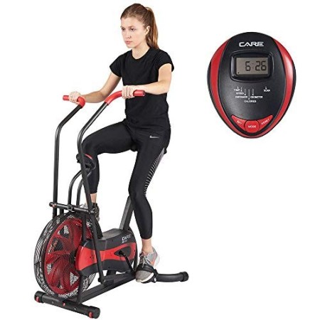 CARE FITNESS - Bicicletta ad aria CA-700 Air Bike con resistenza ad aria, 6 programmi di allenamento, bicicletta ellittica 2 in 
