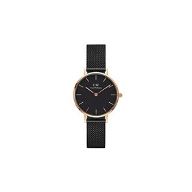 Daniel Wellington Petite Ashfield Orologio Donna, 32mm, in Maglia, Nero/Oro Rosato