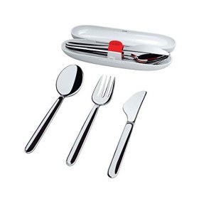 Alessi Food à Porter Set di Posate da Viaggio, Acciaio Inossidabile 18/10, Grigio, 16,5 cm x 5,0 cm Altezza: 3,5 cm