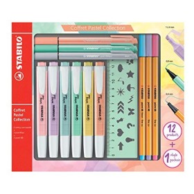 STABILO Pastel Collection Set – Confezione mista 13 pezzi: 6 swing cool pastel, 3 point 88, 3 pointMax, 1 righello stenc