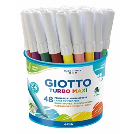 Giotto Turbo Maxi 521400 - Pennarelli , Punta Larga, 5mm, Confezione da 48