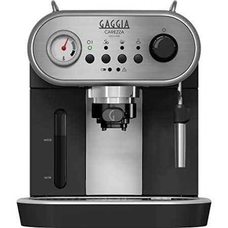 Gaggia RI8525/01 Carezza Deluxe Macchina da Caffè Espresso Manuale, per Macinato e Cialde, Grigio/Nero