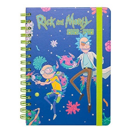 Diario Scuola Settimanale 2020/2021 Rick & Morty, 12 mesi, A5, spazi extra per la pianificazione, adesivi stickers