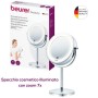 Beurer BS 55 Specchio Cosmetico Illuminato con Doppia Superfice Riflettente, Normale e Ingrandimento 7x