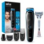 Braun MGK3242 Regolabarba Uomo, Tagliacapelli E Rifinitore Viso Con 5 Accessori Tra Cui Rasoio Gillette SkinGuard, Confezione Co