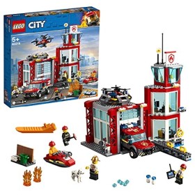 LEGO City Fire Caserma dei Pompieri su 3 Livelli con 4 Minifigures Mattoncini Sonori e Luminosi, Set Ricco di Dettagli e Accesso