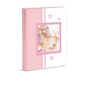 Album fotografico, 23x30 rosa nascita bambina con diario