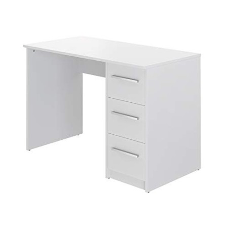 Movian, scrivania con 3 cassetti in stile moderno, modello Idro, 56 x 110 x 73,5 cm, colore bianco