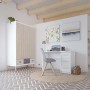 Movian, scrivania con 3 cassetti in stile moderno, modello Idro, 56 x 110 x 73,5 cm, colore bianco
