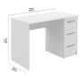 Movian, scrivania con 3 cassetti in stile moderno, modello Idro, 56 x 110 x 73,5 cm, colore bianco
