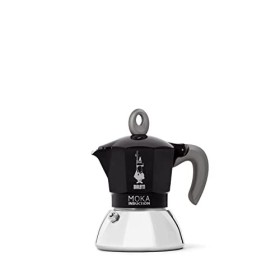 Bialetti New Moka Induction Caffettiera Adatta all'Induzione, 2 Tazze, 90 milliliters, Alluminio, Nero