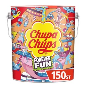 Chupa Chups Lecca Lecca Latta, Confezione da 150 Lollipop Monopezzo, Lollipop Gusti Assortiti, Fragola, Panna-Fragola, Vaniglia,