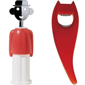Alessi Alessandro M Aam23 R Cavatappi Di Design In Zama Cromata E Resina Termoplastica, Rosso & Abc01 R Diabolix Apribottiglie I