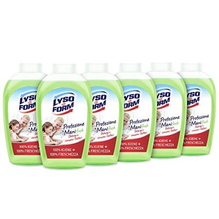 Lysoform Ricarica Sapone Igienizzante Mani Delicatezza + Freschezza Confezione Rispamio 6 pezzi da 250 ML