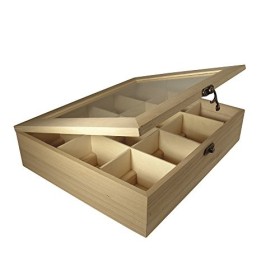RAYHER 6241500 Scatola Porta bustine Tè Tisane in Legno Naturale, 12 scomparti 28,5 x 23,5 x 7cm