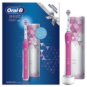 Oral-B Design Edition Smart 4-4500 Spazzolino Elettrico Ricaricabile, 1 Spazzolino Rosa Connesso con Bluetooth, 1 Testina, 1 Cus