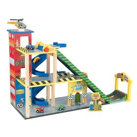 KidKraft 63267 Set da Corsa Mega Ramp in Legno per Bambini con Elicottero, Luci e 5 Veicoli Compatibile con Macchinine Hot Wheel