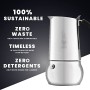Bialetti 6359 Bialetti Caffettiera Acciaio Inox New Kitty 4 Tazze, Metallo, Acciaio, 4 Tazze, 1 Unità