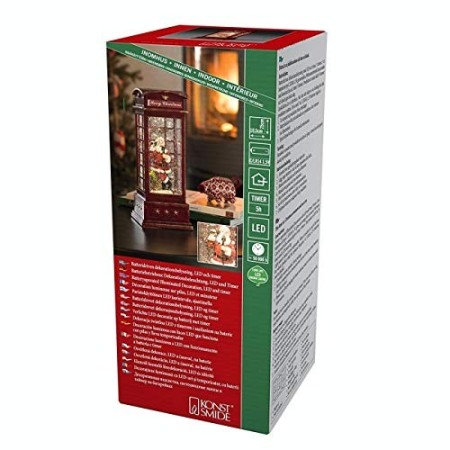 Konstsmide 4363-550 LED a Forma di Palla di Neve Babbo riempita ad Acqua/Interno (IP20) 5 Ore di Timer/Batteria: 3 x C 1,5 V (es