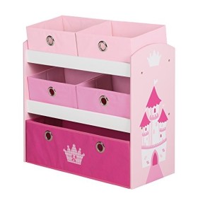 Roba Scaffale Portagiochi 'queen', Scaffale per Riordinare i Giochi nella Cameretta, Incluse 5 Scatole in Tessuto, Tema Principe