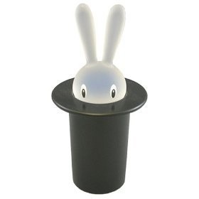 Alessi Magic Bunny ASG16 B Portastuzzicadenti di Design in Resina Termoplastica, Nero