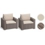 Keter California Set 2 Poltrone in Rattan, Set di 2 Divanetti con Cuscino Incluso Color Cappuccino