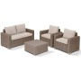 Keter California Set 2 Poltrone in Rattan, Set di 2 Divanetti con Cuscino Incluso Color Cappuccino