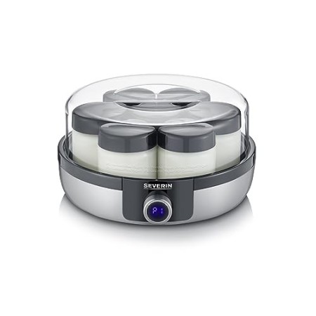 SEVERIN JG 3521, Yogurtiera con Display Digitale a LED, 7 Vasetti da 150 ml, BPA Free, Spegnimento Automatico, 5 Programmi Autom