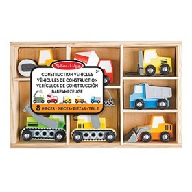 Melissa & Doug- Cassetta con Veicoli da Cantiere in Legno, Multicolore, 3180