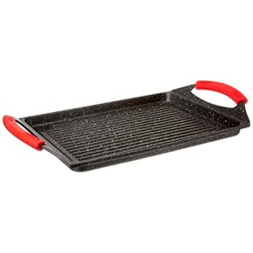 Euronovità EN-22141 Padella, Griglia, bistecchiera pietra nera 46 cm stone vulcanica rivestimento in pietra,fondo induzione